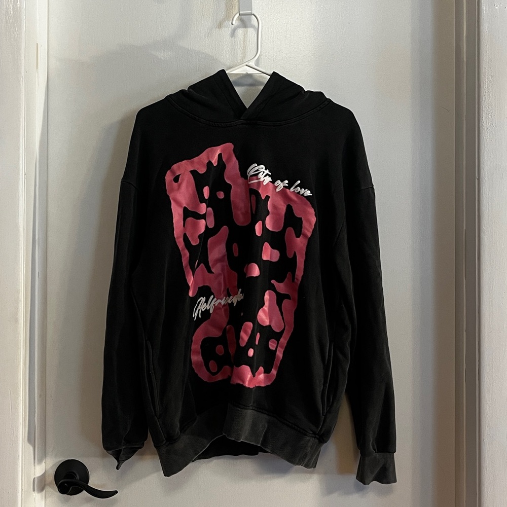 Aelfric Eden Black Hoodie with Pink Label